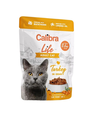 CALIBRA Cat Life Pouch Adult Turkey in gravy 85 g curcan in sos hrana pentru pisici