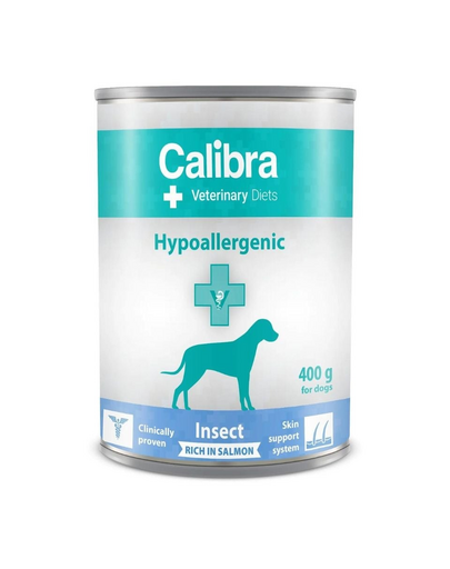 CALIBRA Veterinary Diet Dog Hypoallergenic Insect & Salmon 400 g hrana hipoalergenica pentru caini cu afectiuni dermatologice