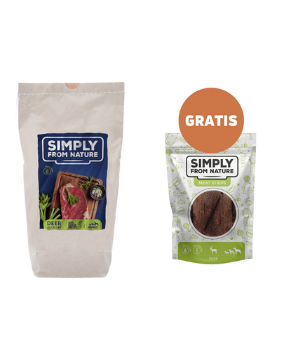 SIMPLY FROM NATURE Hrana coapta, caprioara 1,2 kg + benzi carne 80 g GRATIS