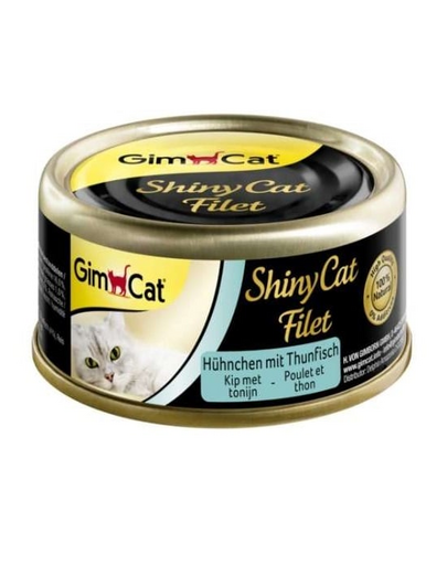 GIMCAT Shiny Cat Filet Chicken&amp;Tuna 70g Hrana umeda cu pui si ton in sos pentru pisici