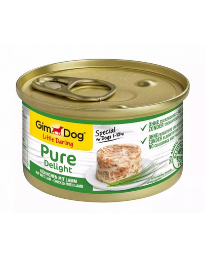 GIMDOG Pure Delight Chicken&Lamb 85 g pui si miel hrana caini adulti rasa mica