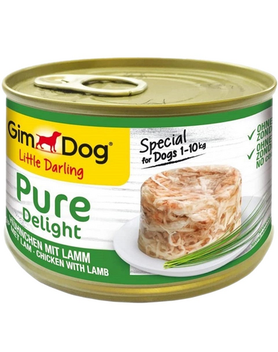 GIMDOG Pure Delight Chicken&Lamb 150 g hrana caini pui si miel, pentru rasa mica