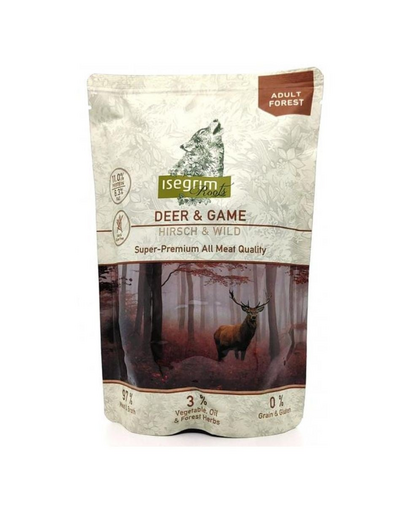 ISEGRIM Adult Forest Roots Caprioara si vanat plic hrana caine 410 g