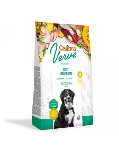 CALIBRA Dog Verve GF Adult Large Chicken&Duck 2 kg hrana cu pui si rata fara cereale pentru caini de rase mari