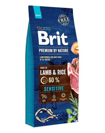 BRIT Premium By Nature Sensitive Lamb hrana uscata caini adulti cu tract digestiv sensibil, cu miel 15 kg