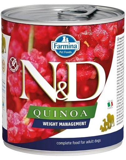 FARMINA N&amp;D Quinoa Dog Weight Management 285 g Conserva hrana caine, pentru controlul greutatii