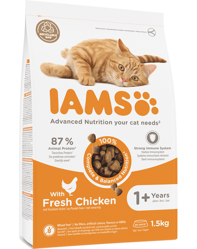 IAMS for Vitality Chicken Hrana uscata pisici adulte, cu pui 1,5 kg