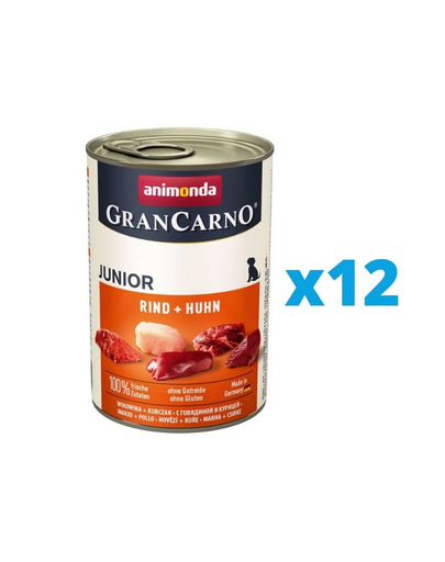 ANIMONDA GranCarno Junior Hrana umeda catei, cu vita si pui 12 x 800 g