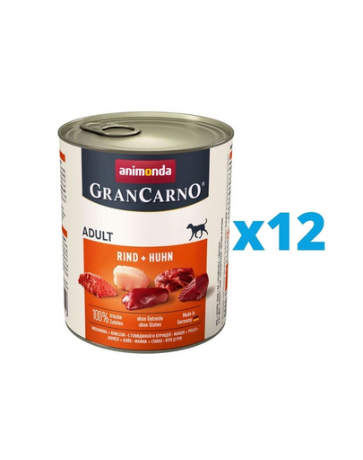 ANIMONDA GranCarno hrana umeda caine adult, cu vita si pui 12 x 800 g