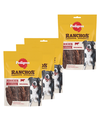 PEDIGREE Ranchos 95% recompense pentru caini, cu vita 70g 3+1 GRATIS