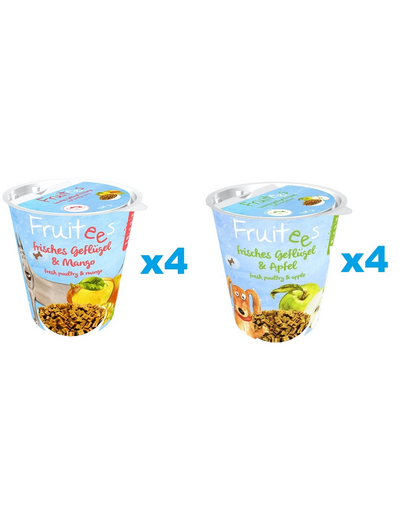 BOSCH Fruitees mix recompense caini 8x200 g, pasare si mango + pasare si mar