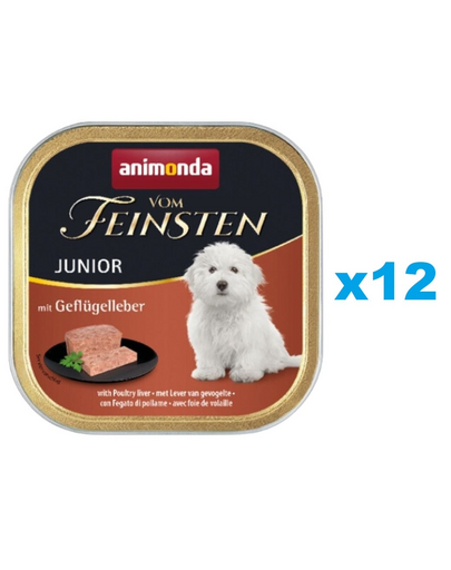 ANIMONDA Vom Feinsten Junior Mancare catei, cu ficat de pasare 12x150 g