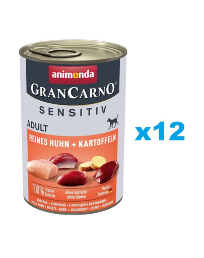 ANIMONDA Grancarno Sensitive Pachet hrana caini sensibili, cu pui si cartofi 12x400 g