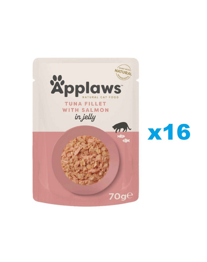 APPLAWS Cat Adult Pouch Tuna Fillet with Salmon in Jelly plicuri pentru pisici, file de ton cu somon in aspic 16x70 g