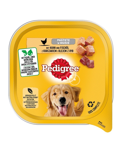 PEDIGREE Adult 10x300 g hrana pentru caini, cu mousse de pui si ulei de peste