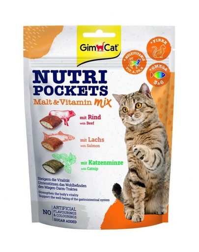 GIMCAT Nutri Pockets Malt&Vitamin mix 150 g malt-vitamine recompense pisici