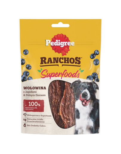 Recompense PEDIGREE Ranchos Superfoods cu vita, afine si cereale integrale 70g