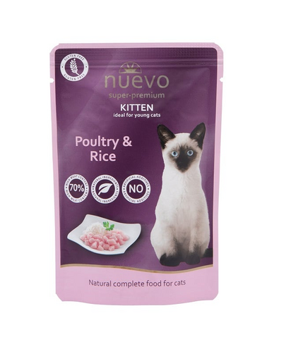 NUEVO Kitten plic pentru pisoi, pasare si orez 85 g