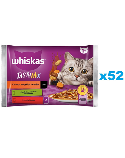 WHISKAS Adult hrana plic pisica 52x85g Rural Flavours miel, pui si morcovi, vita si pasare in sos