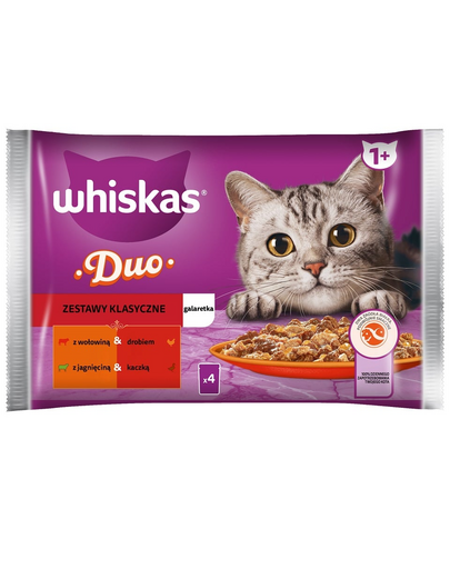 WHISKAS Adult pliculet pisica hrana 52x85g Classic Kits carne de vita si pasare, miel si rata