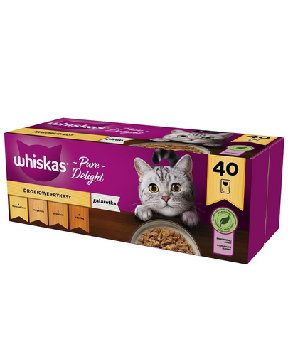 WHISKAS Adult Hrana umeda pisici 40x85g cu pui, rata, pasare si curcan in aspic