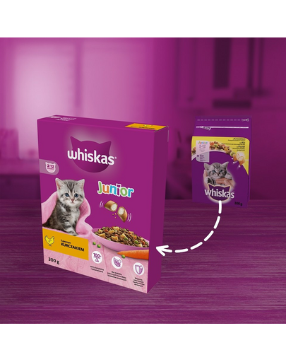 WHISKAS Junior 6x300 g Hrana uscata pentru pisoi, cu pui