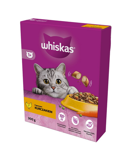 WHISKAS Adult 6x300 g hrana uscata cu pui delicios pentru pisici adulte