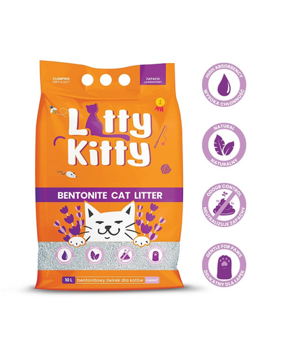 LITTY KITTY Nisip litiera pisica, bentonita, cu miros de lavanda 10 l (8 kg)