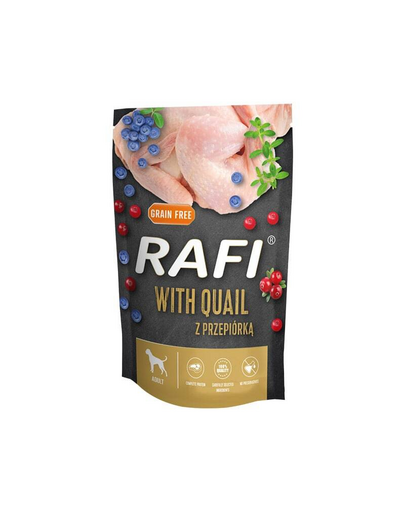 RAFI plic hrana caini 500 g cu prepelita, afine, merisor