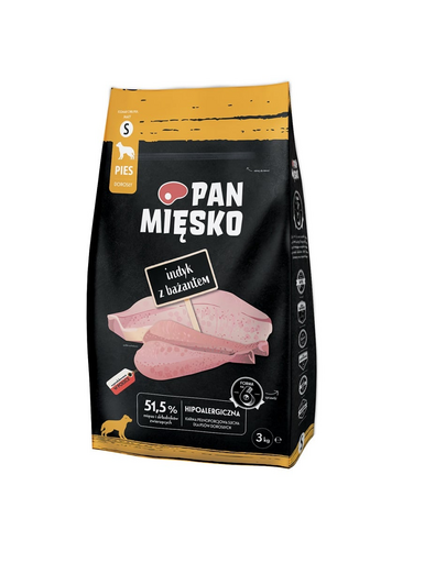 PAN MIĘSKO Hrana caini adulti, curcan si fazan S 3 kg