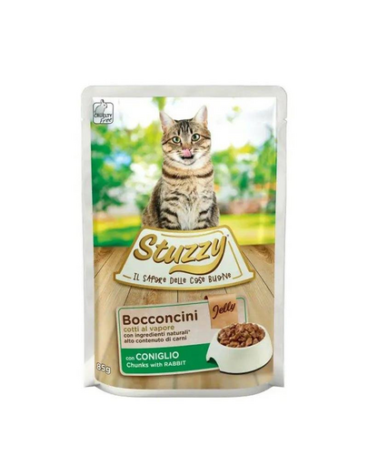 STUZZY Bocconcini Jelly Chunks with Rabbit 85g iepure in aspic pentru pisici adulte