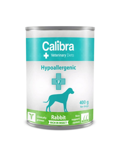 CALIBRA Veterinary Diet Dog Hypoallergenic Insect & Rabbit 400 g dieta completa pentru cainii cu intolerante alimentare si probleme de piele