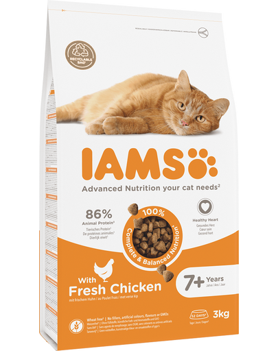 IAMS For Vitality pentru pisici vârstnice, cu pui 3 kg