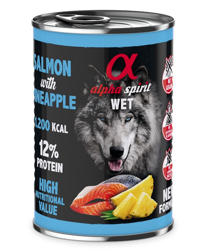 ALPHA SPIRIT Salmon with pineapple hrana caini cu somon si ananas 400 g