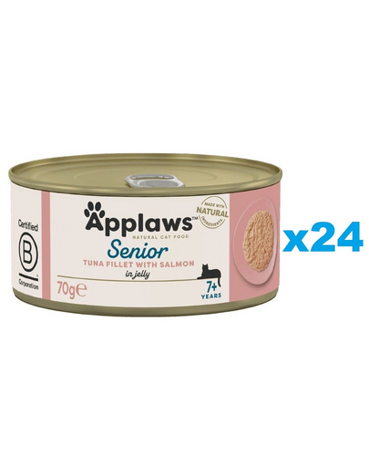 APPLAWS Cat Senior Tuna with Salmon in Jelly Set conserve pisica senior, cu ton si somon 24x70g