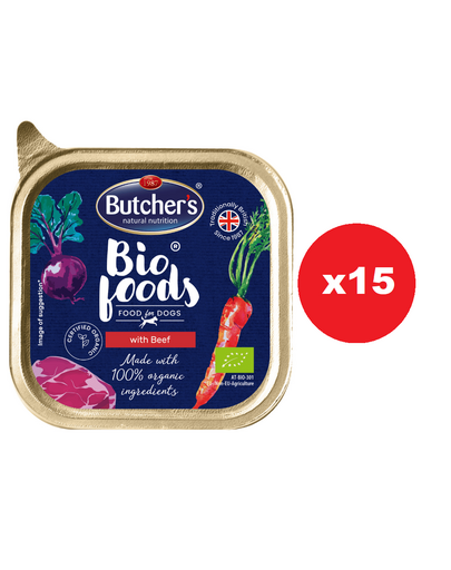 BUTCHER\'S BIO foods pate cu vita pentru caini 15x150 g