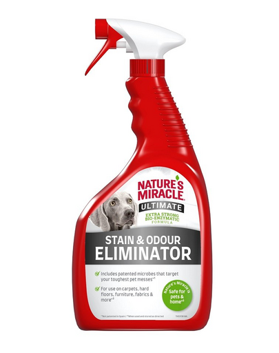 NATURE\'S MIRACLE ULTIMATE Stain&Odour Remover Dog Spray pentru indepartarea petelor si mirosurilor, caine 946 ml