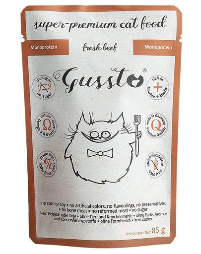 GUSSTO Cat Fresh Beef CARNE PROASPĂTĂ DE VITĂ 85 g