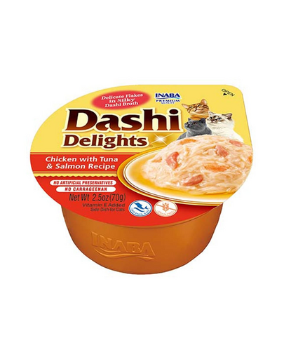 INABA Cat Dashi Delights pui, ton si somon 6x70 g hrana pisica