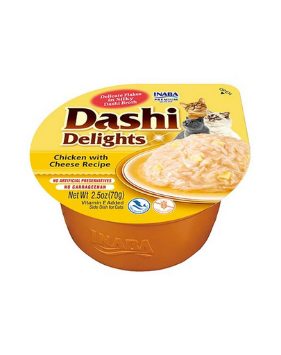 INABA Cat Dashi Delights pui si branza 6x70 g gustare pisica