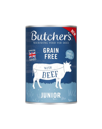 BUTCHER'S Original Junior Mix arome pentru catei 6x400g bucati vita si pui in aspic