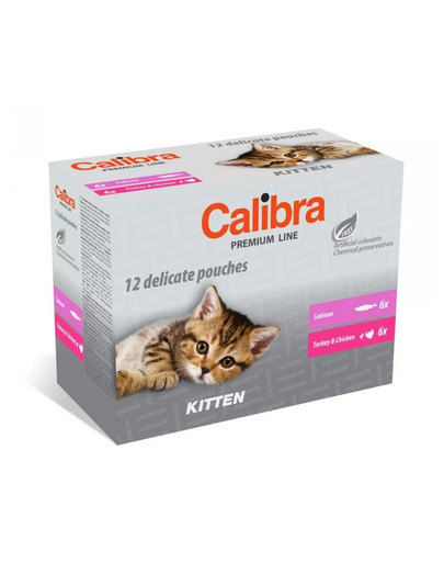 CALIBRA Cat Premium Line Kitten Multipack 12x100 g plicuri pentru pisoi