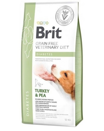 BRIT Veterinary Diets Dog Diabetes Dieta veterinara pentru caini adulti cu diabet, cu mazare si curcan 12 kg