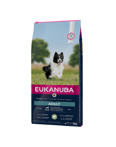 EUKANUBA Adult Small&Medium Breeds Lamb&Rice hrana uscata caini adulti talie mica/medie 12 kg