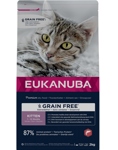 EUKANUBA Grain Free Kitten 2 kg Hrana uscata pisoi, cu somon