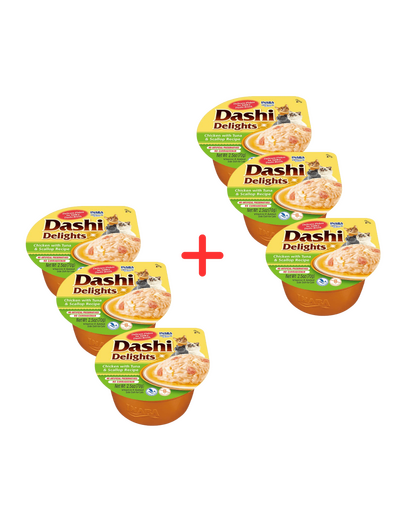 INABA Cat Dashi Delights pui, ton si scoici 6x70 g hrana pisici