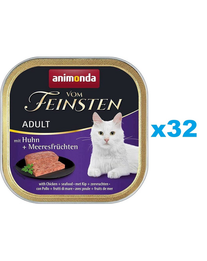 ANIMONDA Vom Feinsten Adult pentru pisica 32x100 g pui si fructe de mare