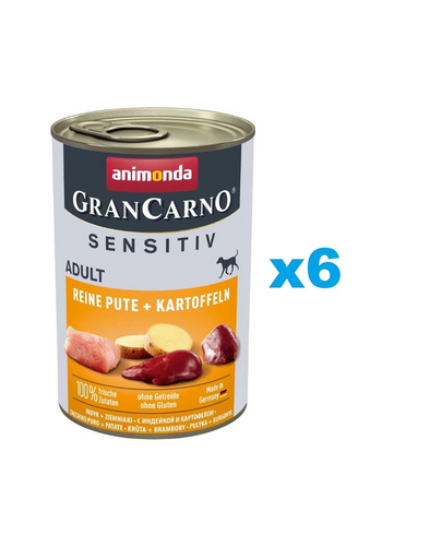 ANIMONDA Grancarno Sensitive Mancare cu curcan si cartofi, caini cu sensibilitati alimentare 6x400 g