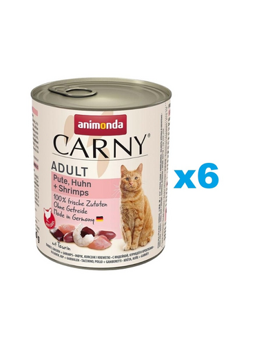 ANIMONDA Carny Adult Turkey&Chicken&Shrimps 6x800 g Hrana umeda pisici, curcan, pui si creveti