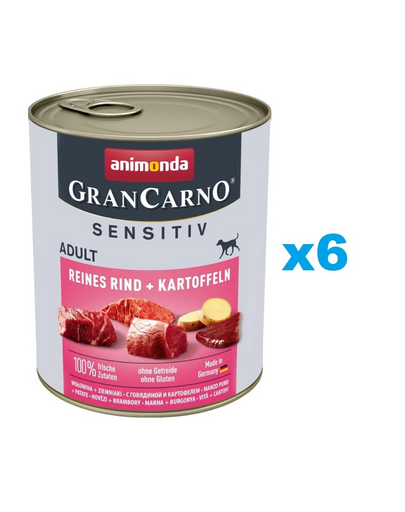 ANIMONDA Grancarno Sensitive Mancare caini adulti sensibili, cu vita si cartofi 6x800 g